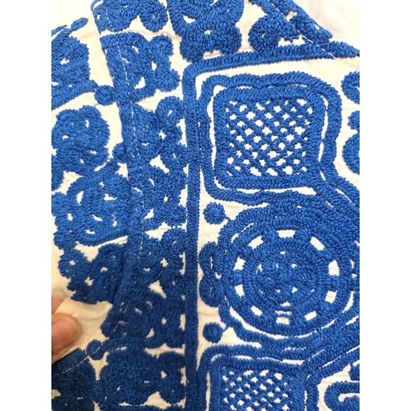 Madewell XS Cream & Blue Embroidered Cap Sleeve Dress Cotton Tunic - Picture 5 of 7